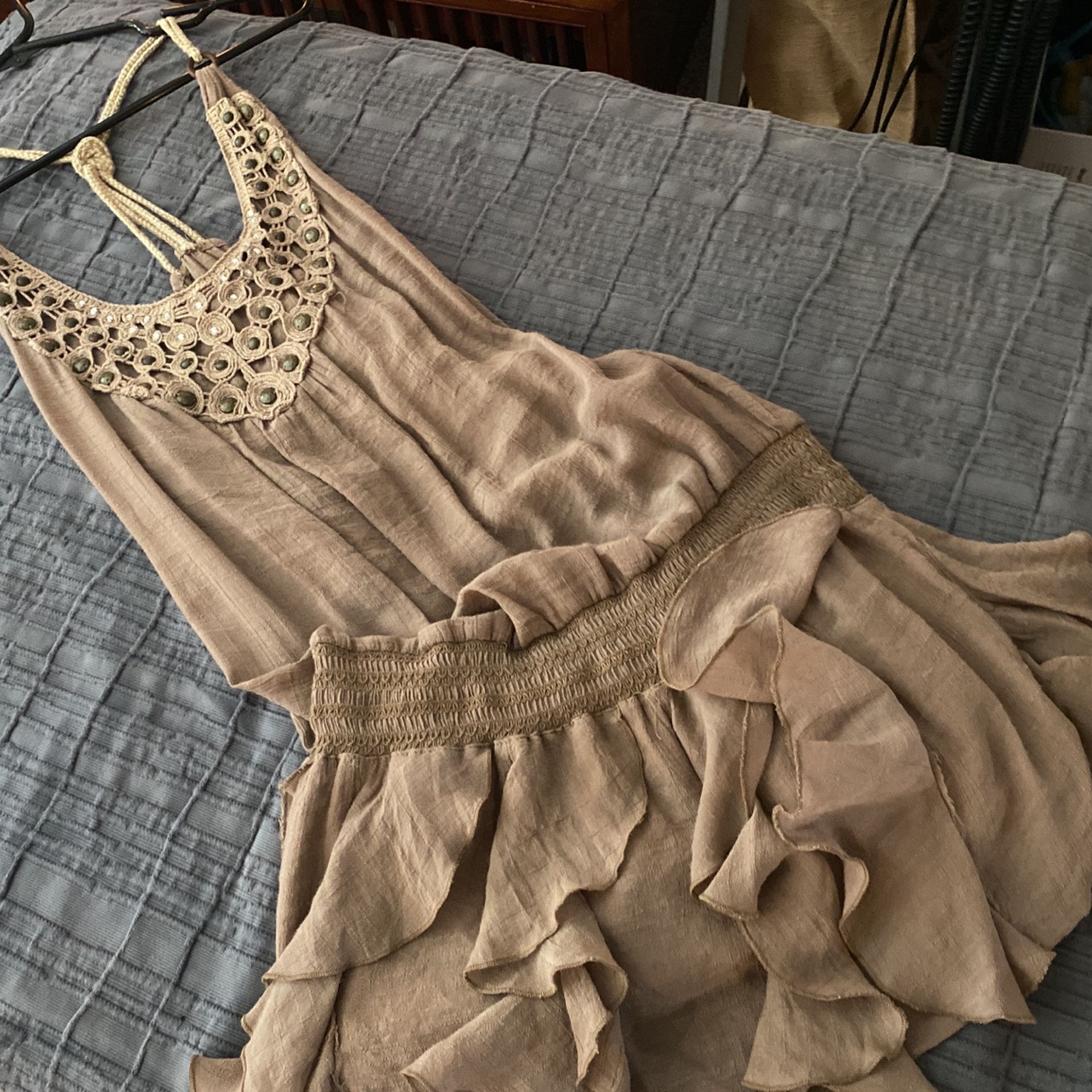 Drop-waist Flirty Skirted Strappy Top Size L