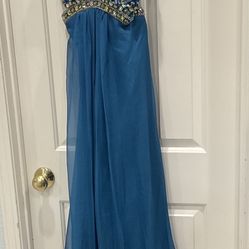 Beautiful Blue Long Dress Prom Wedding Formal Size S/M