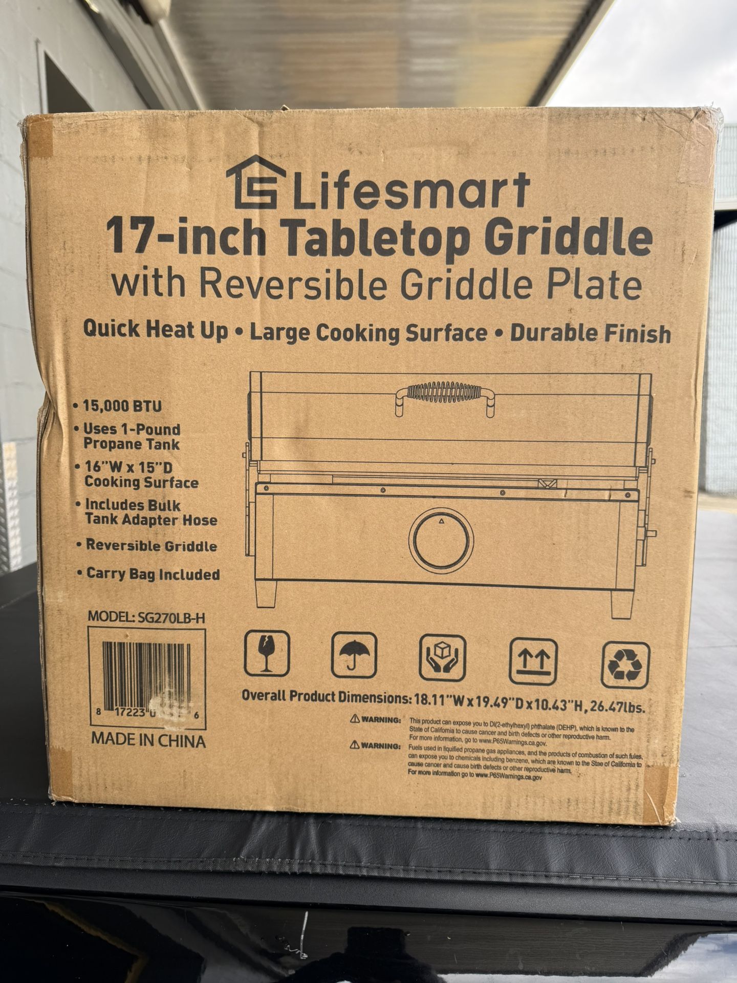 LIFESMART 17″ REVERSIBLE CAST IRON GRIDDLE. New in Box