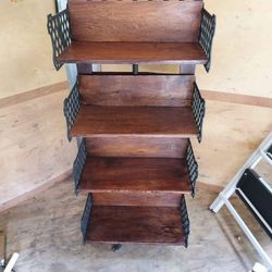 Victorian Cast Iron And Wood Revolving Bookstand