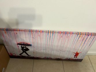 Banksy-Style Colorful Rain Canvas Wall Art