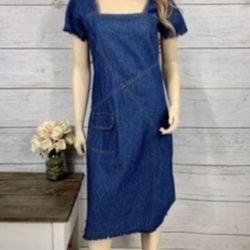 Vintage 90's Denim Square Neck Maxi ( Brand Le Mieux  Size Large 