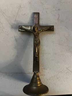 Vintage Brass Standing Crucifix