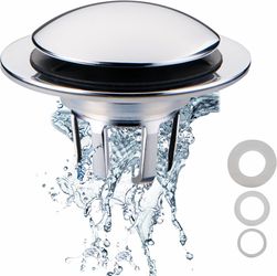 Chrome Bathroom Sink Drain Stopper,Welsan Universal Pop-Up Drain Stopper 