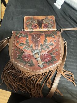 Leather purse and matching wallet