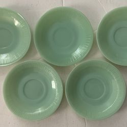 Vintage Fire King Jadeite Green Oven Ware 5 3/4" Saucer Plate Lot of 5
