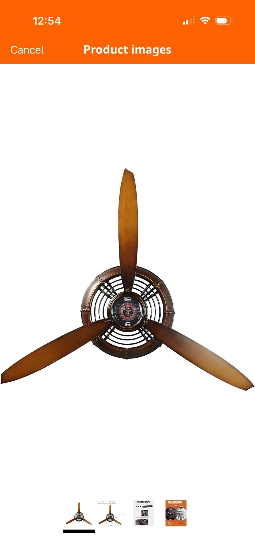 Metal Wall Decor Art Antique Airplane Propeller Aviation Wall Clock for Living Room Bedroom Rustic Wall Sculptures Claybank 29.5×26.4 inches