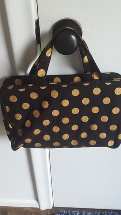 Black and gold travel make up bag