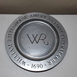 Vintage Wilton Mount Joy PA USA Pewter plate William Rittenhouse Collector Edition