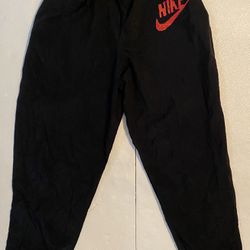 Vintage 1990's Mens NIKE Black W/Red Swoosh Front & Back Pants Joggers Windbreaker Size M