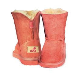 Toddler Girl Boots Kids Pink Salmon New in Box Faux Suede Size Small (Fits 6-7)  6.5" for 2-3 years old