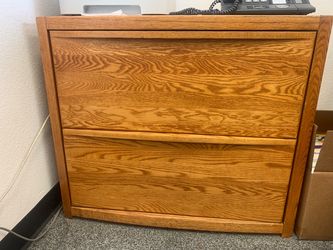 Oak 2-Drawer Wide File Cabinet