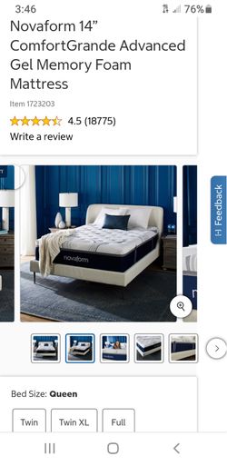 Like New- NOVAFORM Queen 14” ComfortGrande Mattress- only used 3 nights