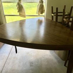 Unique Dining Table With Four Swivel Chairs And A Bench