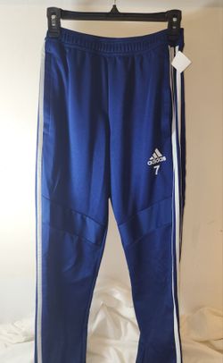 Adidas Blue Track Pants with White Stripes