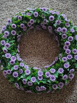 Purple flower door wreath