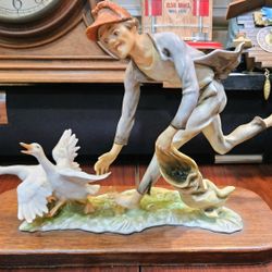 Vintage AK Kaiser Porcelain Figurine "Goose Catcher" by G. Bochmann - W. Germany