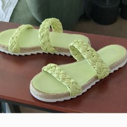 Mint Green Braided Sandals Slip-On Comfort