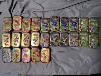 [EMPTY/NOPACKS] Pokemon 151 Tin lot w/ Tokens and stat cards.
