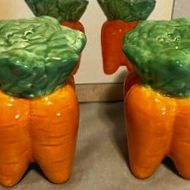 Pair Of Vintage  Carrots Porcelain Salt & Pepper Shakers