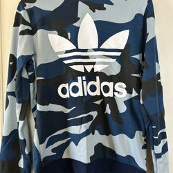 Adidas Trefoil Leaf Navy Camo Sweater Streetwear Sz 15-16y XL 