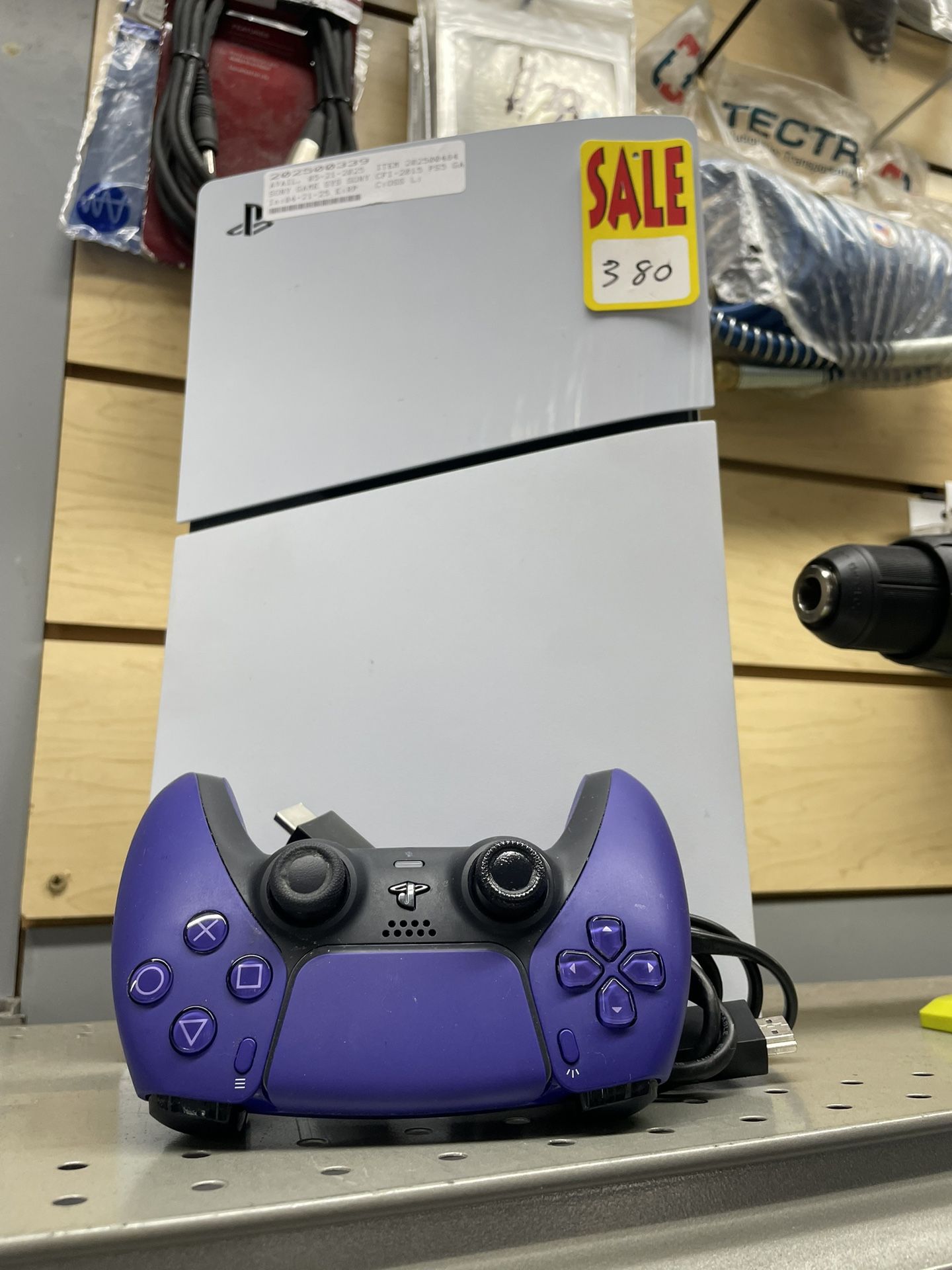 Used Sony PlayStation 5 slim - ps5 slim game system with purple remote 