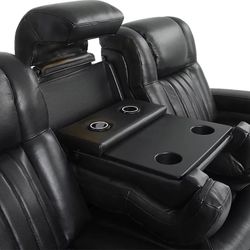 Black leather Couches - 5 Seater