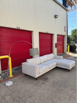 Light Gray Sectional Couch + Floor Lamp-$110 With Delivery!
