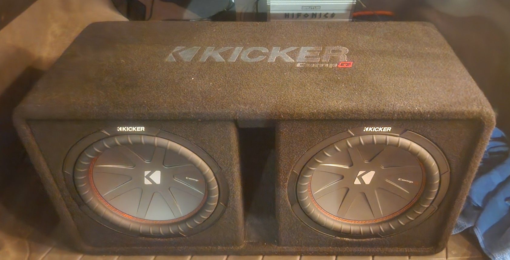 2 Kicker CompR 12" Subwoofers In Ported Box with Hifonics Amplifier And Wiring 