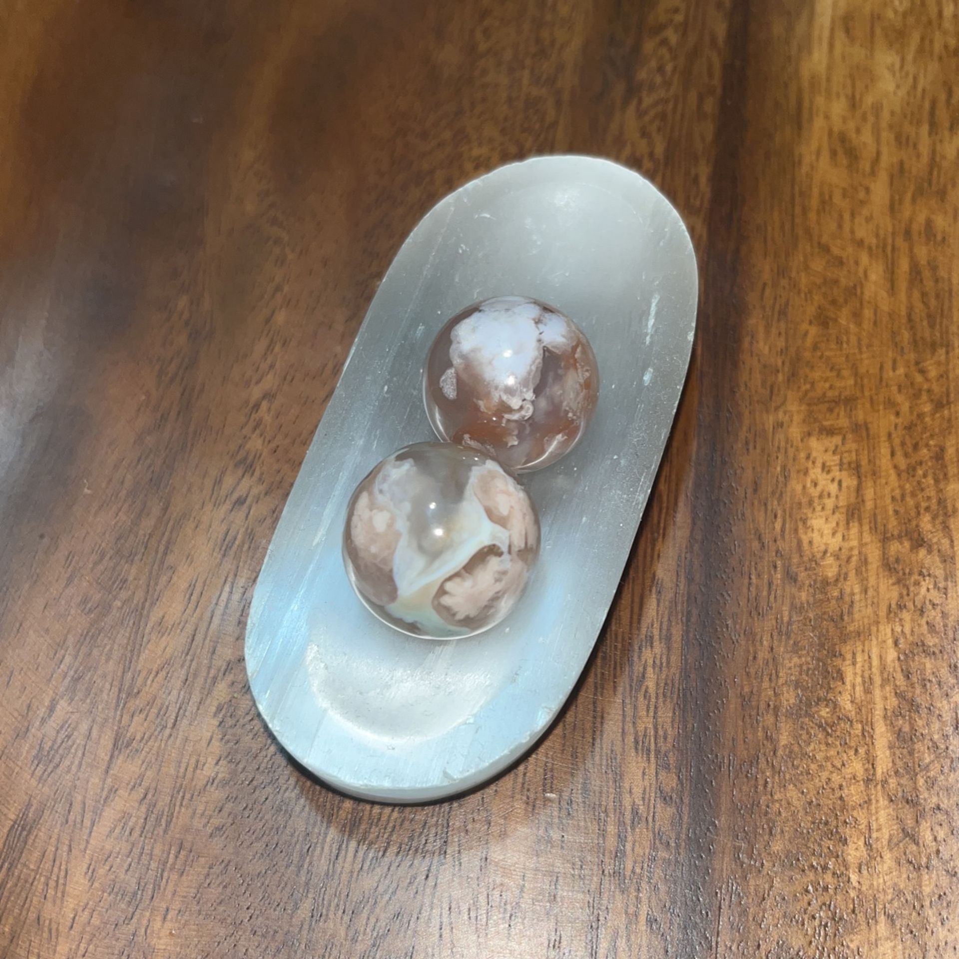 2)Flower Agate Spheres