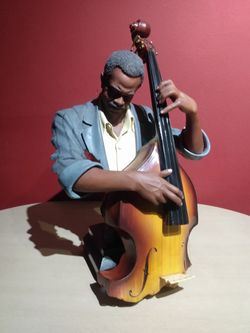 Large Floating Jazz Musician Sculpture Cast Resin Bass Player 19"x14" Willitts Design Art Style "All That Jazz Band" 2005 