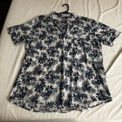 Men’s Saltwater Floral Button-Up Shirt – Size XL