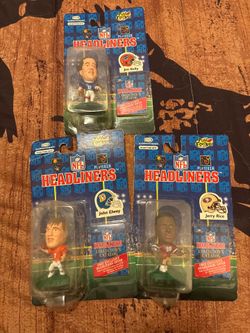 Vintage 1996 NFL Headliners Lot (3 Pcs) - Jerry Rice, Elway, Jim Kelly - NEW