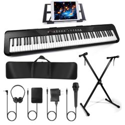 88 Key Piano Keyboard, Semi Weighted Electronic Digital Piano with Music Stand