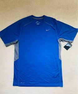 Nike Dri Fit Legacy Training Tee T Shirt Size Sz Men’s M Royal Blue w Gray Mesh Side Crew Neck Short Sleeve New NWT