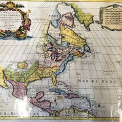 24x20 1965 Map, America With California By De L’Isle,Vintage/Orginal