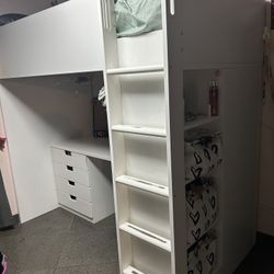 White Loft Bed Twin With Desk Twin