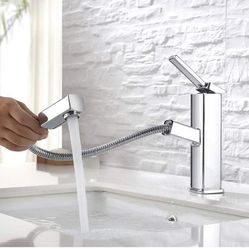 KAIYING Bathroom Sink Faucet with Pull Out Sprayer, Single Handle 