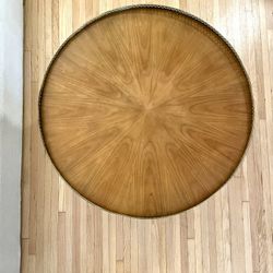 Vintage Baker Furniture Round Coffee Table with Brass Gallery Edge