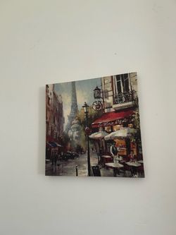 Paris Café Street Scene Canvas Wall Art