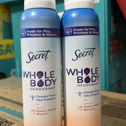 Secret Women's Whole Body Deodorant Aluminum Free Spray, Peach & Vanilla 3.5oz