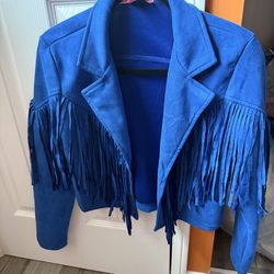 Royal Blue Cow Boy crop jacket