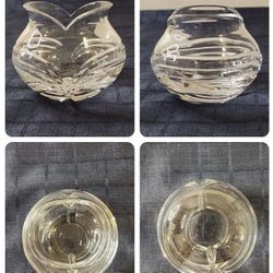 Vintage Heart Shaped Small Crystal Bowl Trinket/Candy