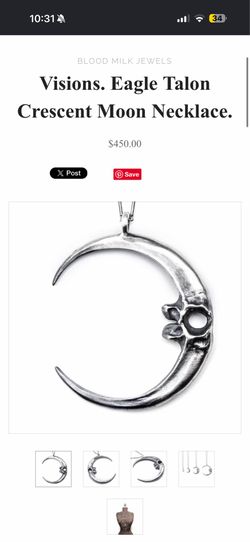 Eagle Talon Crescent Moon Necklace
