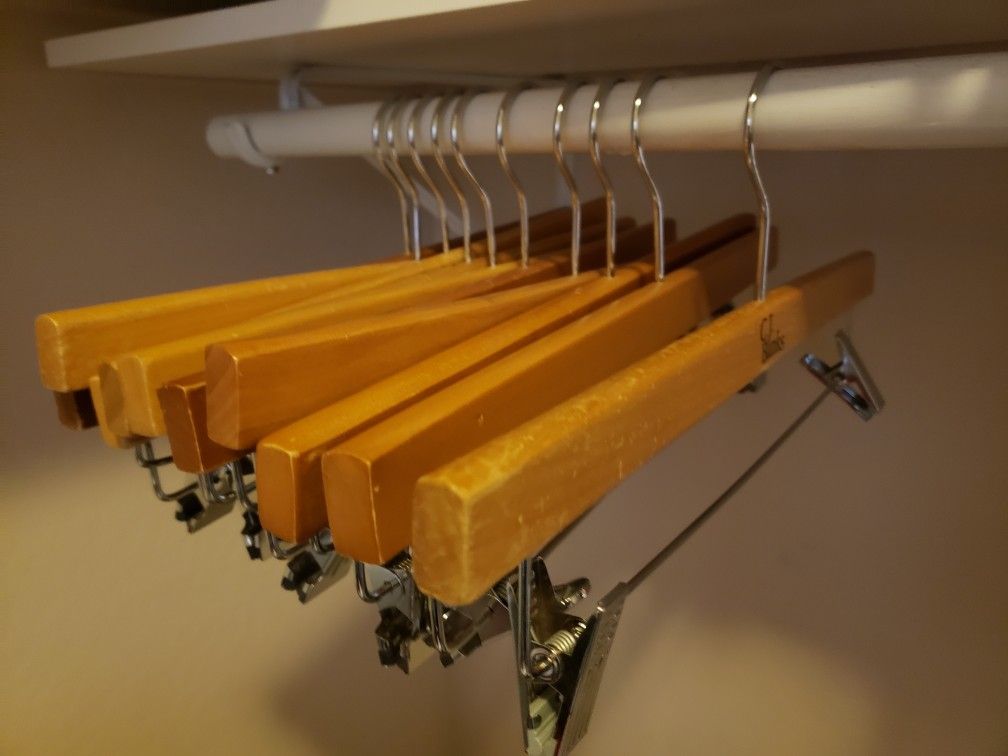 10 Wood Hangers / Clothes Pant Or Skirt Bottom Hangers From CJ BANKS