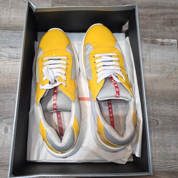 Prada America's Cup Biker Fabric White Sneakers Size 9