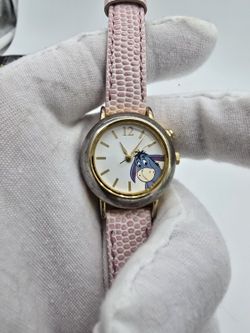 Disney Winnie The Pooh Eeyore Watch Pink Leather Strap Quartz The Singing Works