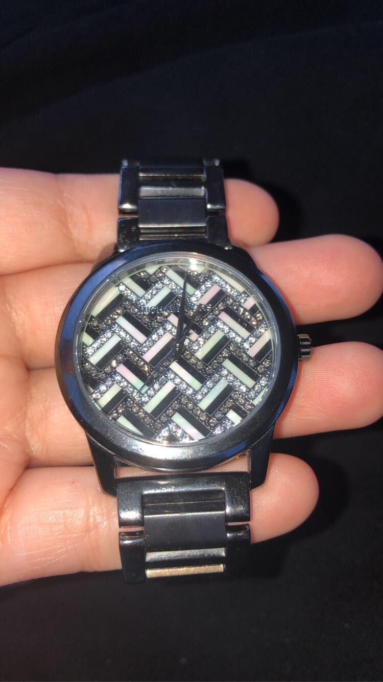 michael kors Hartman Chevron Pavé Gunmetal-Tone Watch