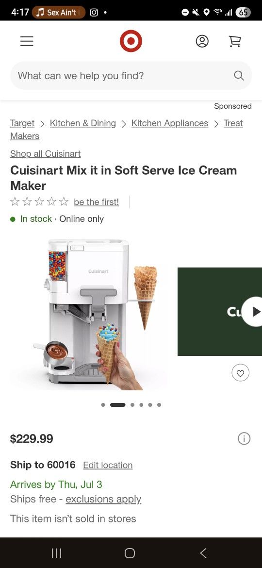 Cuisinart Mix it in Soft Serve Ice Cream Maker