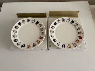 Brand New Cat Ceramic Dishes Purchased in Japan, Unique Cat Gift for Cat Lovers, 6 3/8” Diameter, Made in Japan